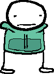 Hoodie-wearing short guy. Hoodie is cyan.