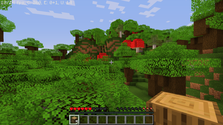 New Minecraft generation, view from atop a dark forest with mushrooms.